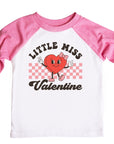 Little Miss Valentine Girls Retro Valentines Raglan