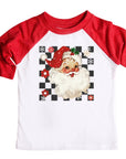 Black Checkered Vintage Santa Raglan