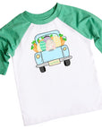 Boys Cute Blue Vintage Easter Bunny Truck Raglan