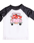 Girls Vintage Pink Polka-Dot Truck Valentines Raglan