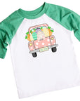 Girls Cute Polka-Dot Vintage Easter Bunny Truck Raglan