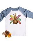 Girls Watercolor Turkey Thanksgiving Raglan
