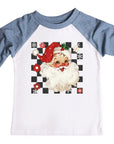 Black Checkered Vintage Santa Raglan