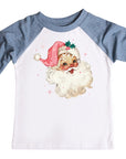Pink Vintage Santa Claus Christmas Raglan