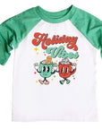 Holiday Vibes Retro Christmas Raglan