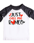 Just Call Me Romeo Boys Valentines Raglan