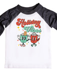 Holiday Vibes Retro Christmas Raglan