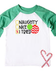 Naughty, Nice, I Tried Kids Funny Christmas Raglan