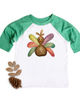 Girls Watercolor Turkey Thanksgiving Raglan