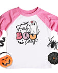 Fab-Boo-Lous Girls Retro Ghost Halloween Raglan