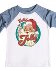 Feelin' Jolly Vintage Santa Christmas Raglan