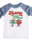 Holiday Vibes Retro Christmas Raglan