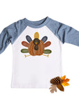 Boys Blue Watercolor Turkey Thanksgiving Raglan
