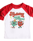 Holiday Vibes Retro Christmas Raglan