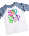 Hip Hop Cute Multi-Colored Girl's Easter Bunny Raglan