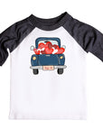 Blue Boys Vintage Valentines Truck Raglan