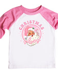 Pink Christmas Vibes Vintage Santa Raglan
