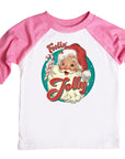 Feelin' Jolly Vintage Santa Christmas Raglan