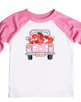 Girls Vintage Pink Polka-Dot Truck Valentines Raglan