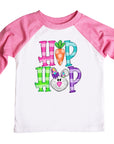 Hip Hop Cute Multi-Colored Girl's Easter Bunny Raglan