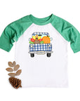 Boys Blue Plaid Vintage Truck Thanksgiving Raglan