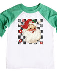 Black Checkered Vintage Santa Raglan