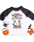 Spooky Babe Girls Retro Ghost Halloween Raglan
