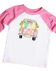 Girls Cute Polka-Dot Vintage Easter Bunny Truck Raglan
