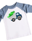 Boys St. Patrick's Day Blue Dump Truck Raglan