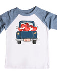 Blue Boys Vintage Valentines Truck Raglan