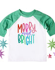 Merry and Bright Kids Christmas Raglan