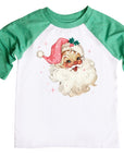 Pink Vintage Santa Claus Christmas Raglan