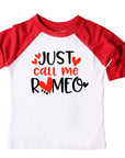 Just Call Me Romeo Boys Valentines Raglan