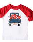 Blue Boys Vintage Valentines Truck Raglan