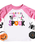 Too Cute To Spook Girls Retro Halloween Raglan