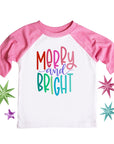 Merry and Bright Kids Christmas Raglan
