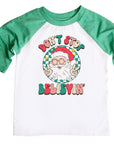 Don't Stop Believin' Retro Christmas Raglan