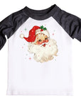 Red Vintage Santa Claus Christmas Raglan