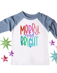 Merry and Bright Kids Christmas Raglan