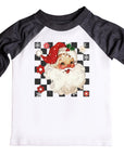 Black Checkered Vintage Santa Raglan