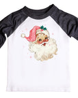 Pink Vintage Santa Claus Christmas Raglan