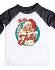Feelin' Jolly Vintage Santa Christmas Raglan