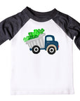 Boys St. Patrick's Day Blue Dump Truck Raglan