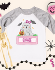 Personalized Girls Halloween Ghost Raglan – Kids Name Shirt (6M–Youth LG)