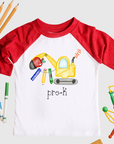 Red and white shirt with pre-K design on a white background