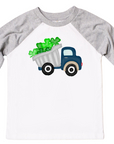 Boys St. Patrick's Day Blue Dump Truck Raglan