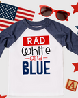 Rad White and Blue - Boys Patriotic Raglan Tee