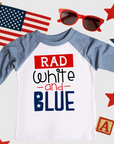 Rad White and Blue - Boys Patriotic Raglan Tee