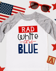 Rad White and Blue - Boys Patriotic Raglan Tee