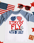 Stayin Fly on the Fourth of July - Boys Patriotic Raglan Tee